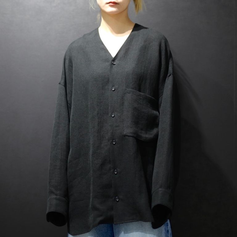 My Beautiful Landlet 残り一点 ノーカラーシャツカーディガン Acrmtsm My Beautiful Landlet 残り一点 ノーカラーシャツカーディガン Acrmtsm
