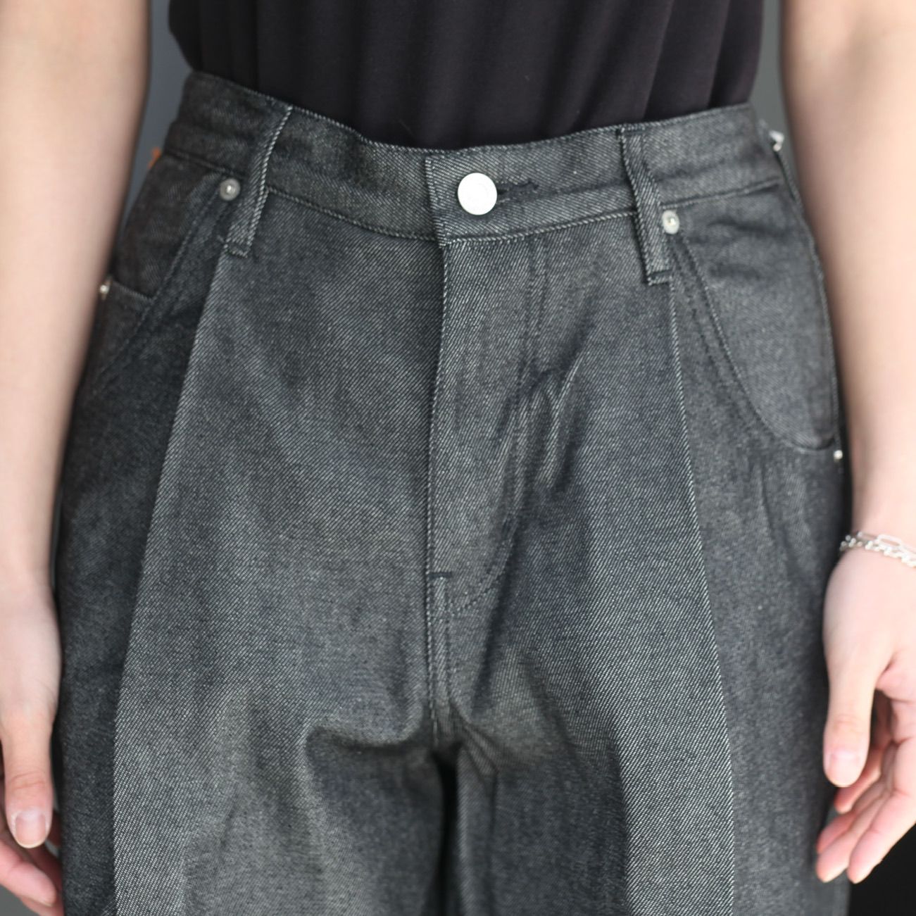 NEONSIGN - 【残り一点】Wide Denim Slacks(BLACK RIGID