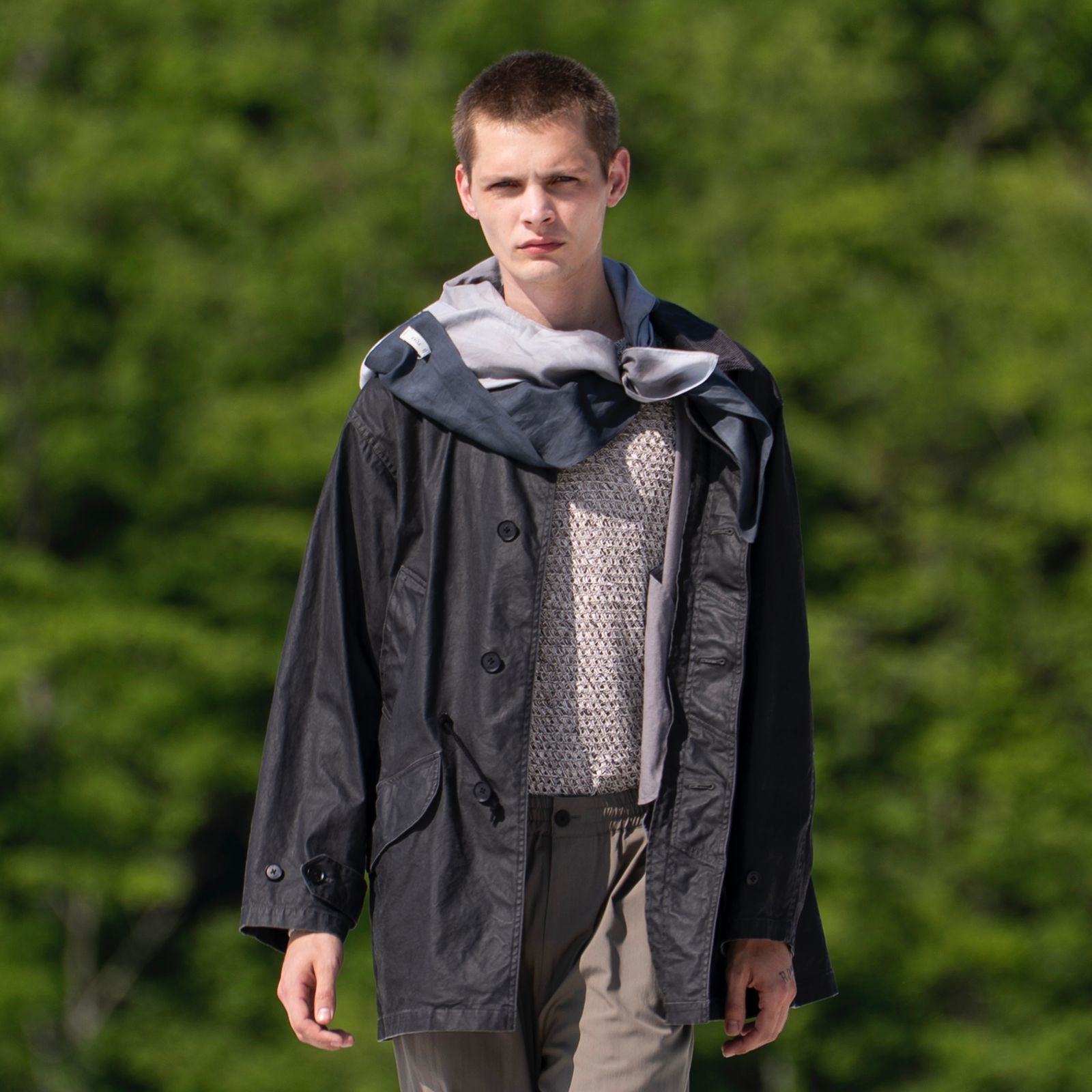 【残り一点】Mesh Knit Shirt Crewneck Sweater