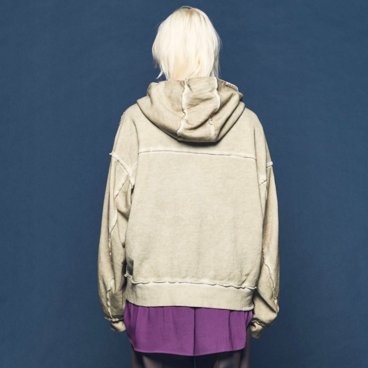 【残り一点】Over-Dye Embroidery Prime-Over Sweat Zip Hoodie