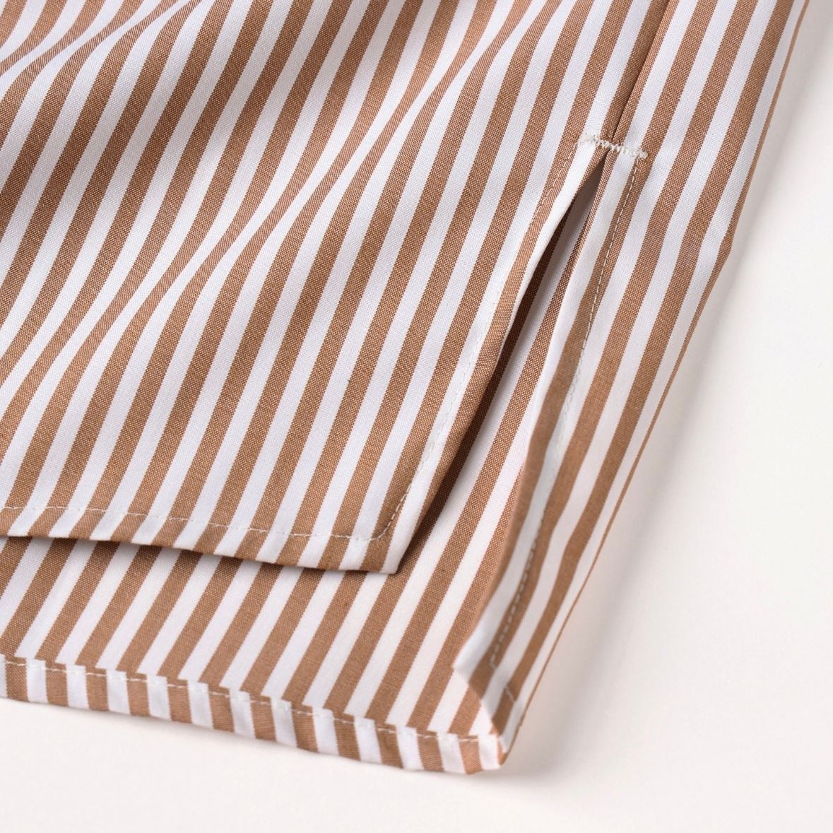 【残り一点】High Count Broad Embroidery Patch Short Sleeve Stripe Shirt