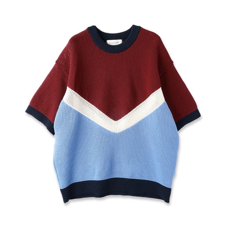 トップス cullni Bi Color Mesh Knit CULLNI - 【残り一点】Bi Color Mesh Knit Short Sleeve