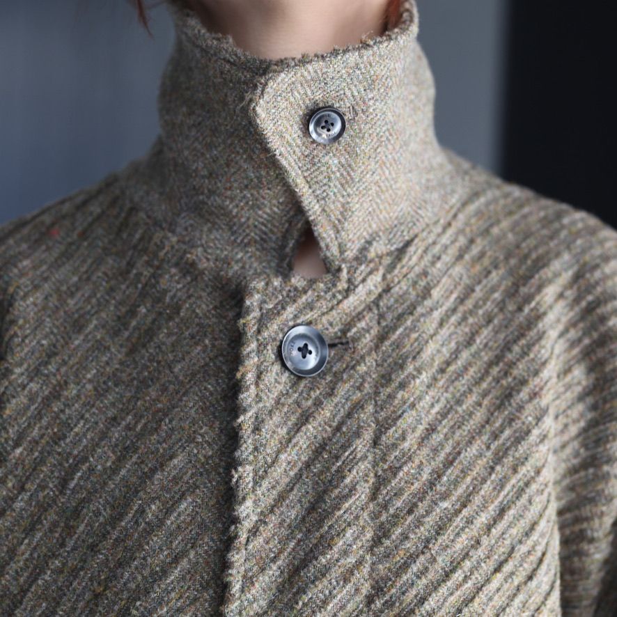 【残り一点】Herringbone Bonding Tweed Big Balmacaan Coat