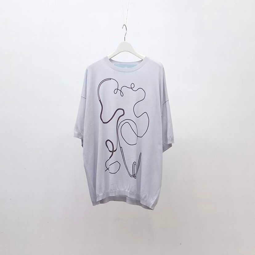 【残り一点】ステッチプリントショートSLニットPO