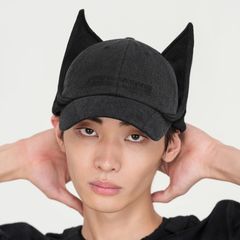 【残り一点】Black Washed Denim Cat Earflap Baseball Cap