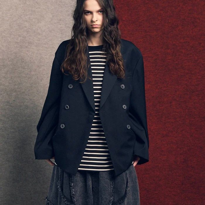 【残り一点】48/2 4Colors Chambray Wool Prime-Over Double Jacket