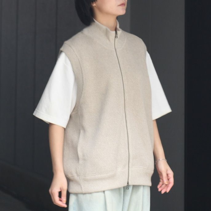 【残りわずか】Moss Stitch Zip Vest