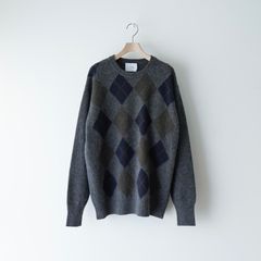 【残りわずか】Fine Wool Argyle Knit Crew Neck LS