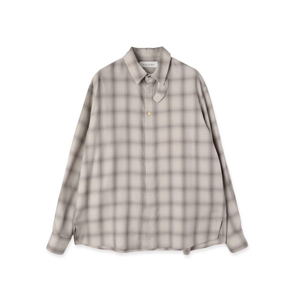 【残り一点】Ombre Check Chin Tab Long Sleeve Shirt
