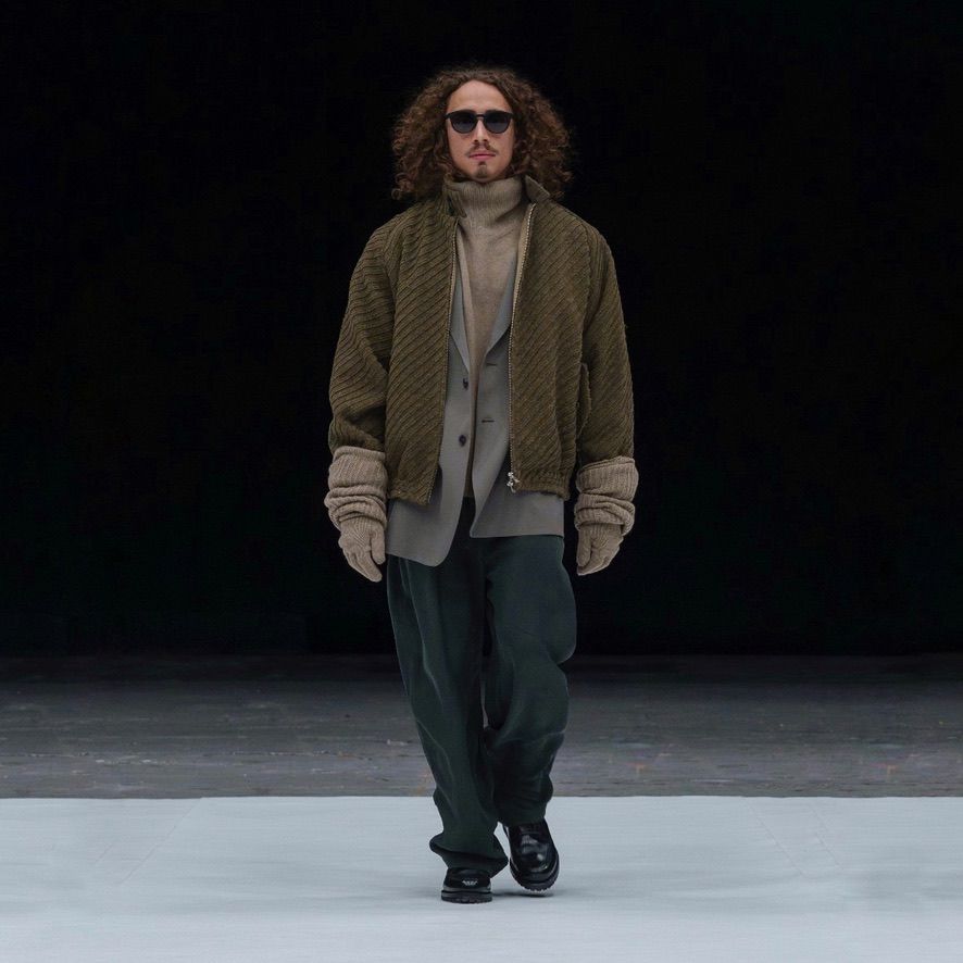 【残り一点】Herringbone Bonding Tweed Harrington Jacket