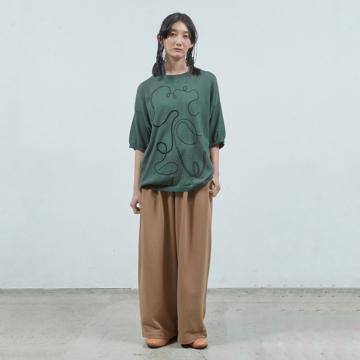 【残り一点】ステッチプリントショートSLニットPO