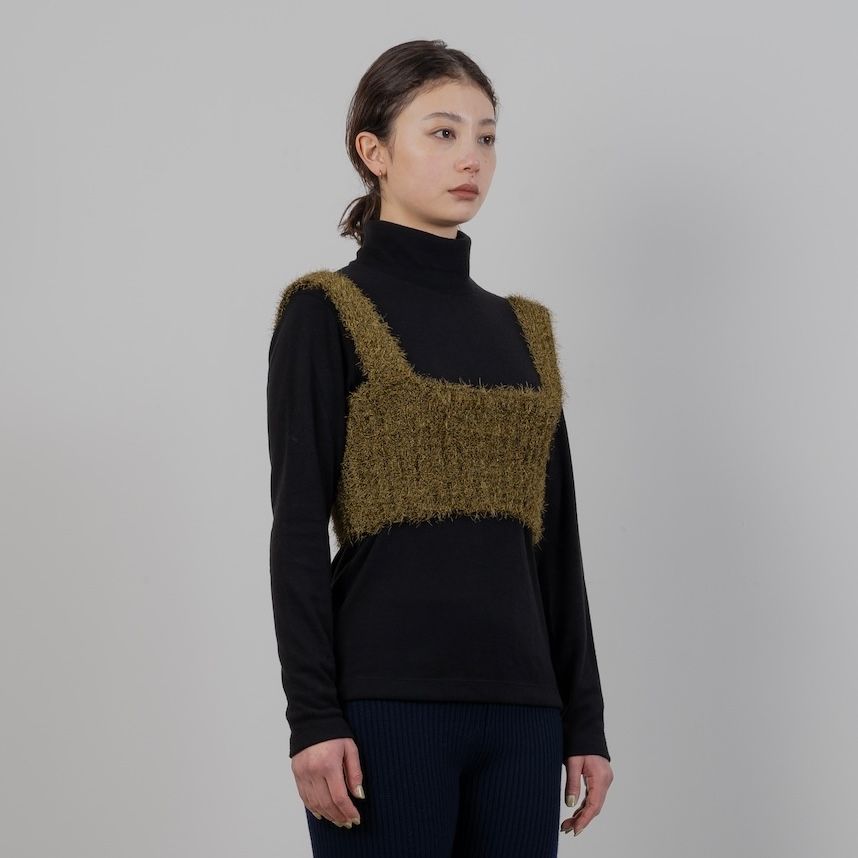 【残り一点】Shimmering Shaggy Knitted Band Tops