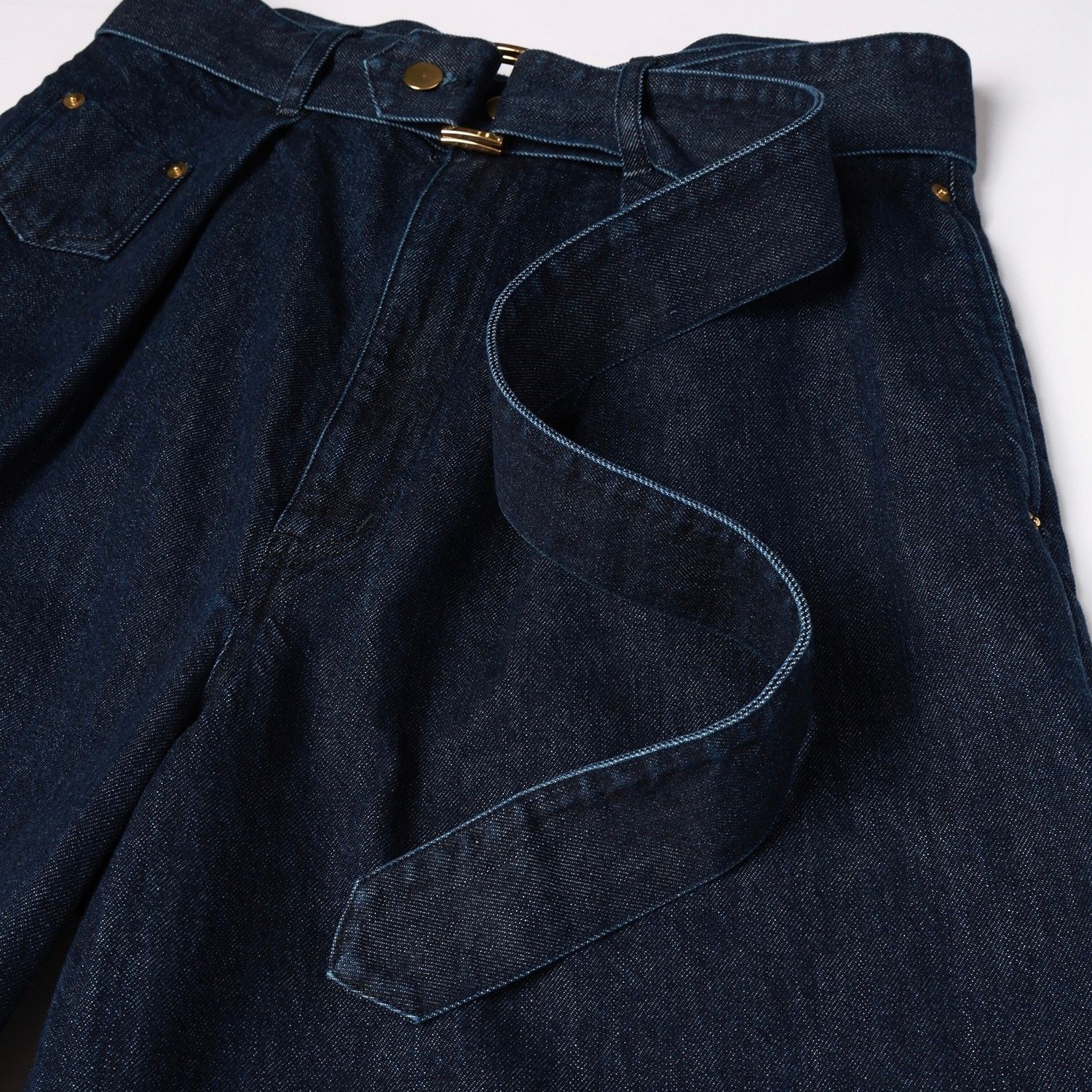 【残り一点】Barrel 1Tuck Wide Denim Pants with Long Belt