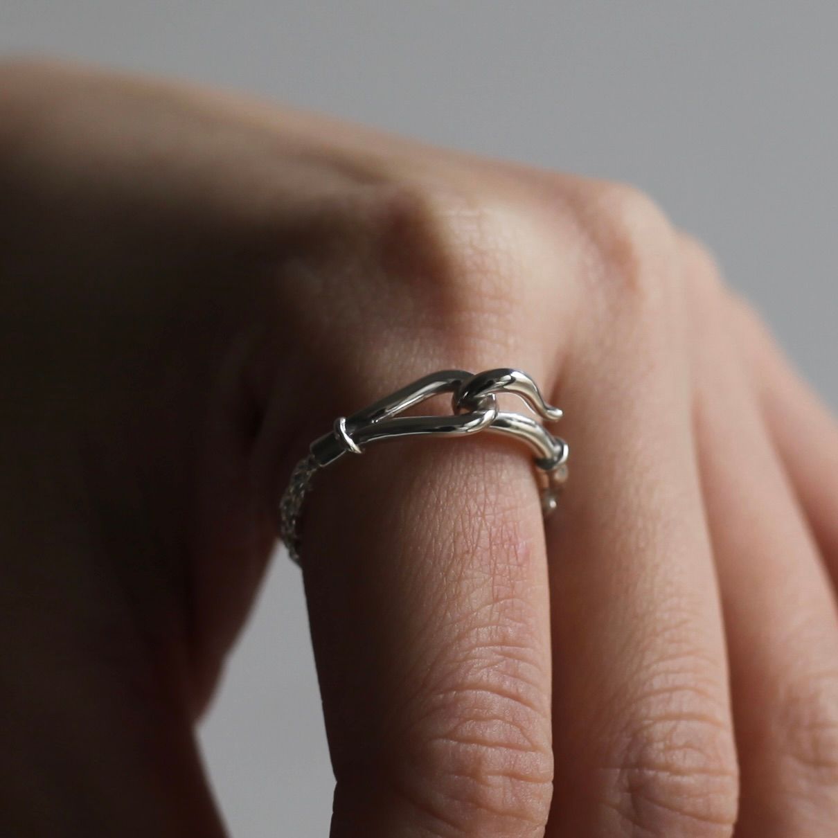 【残り一点】Rope Chain Hook Ring(SILVER)