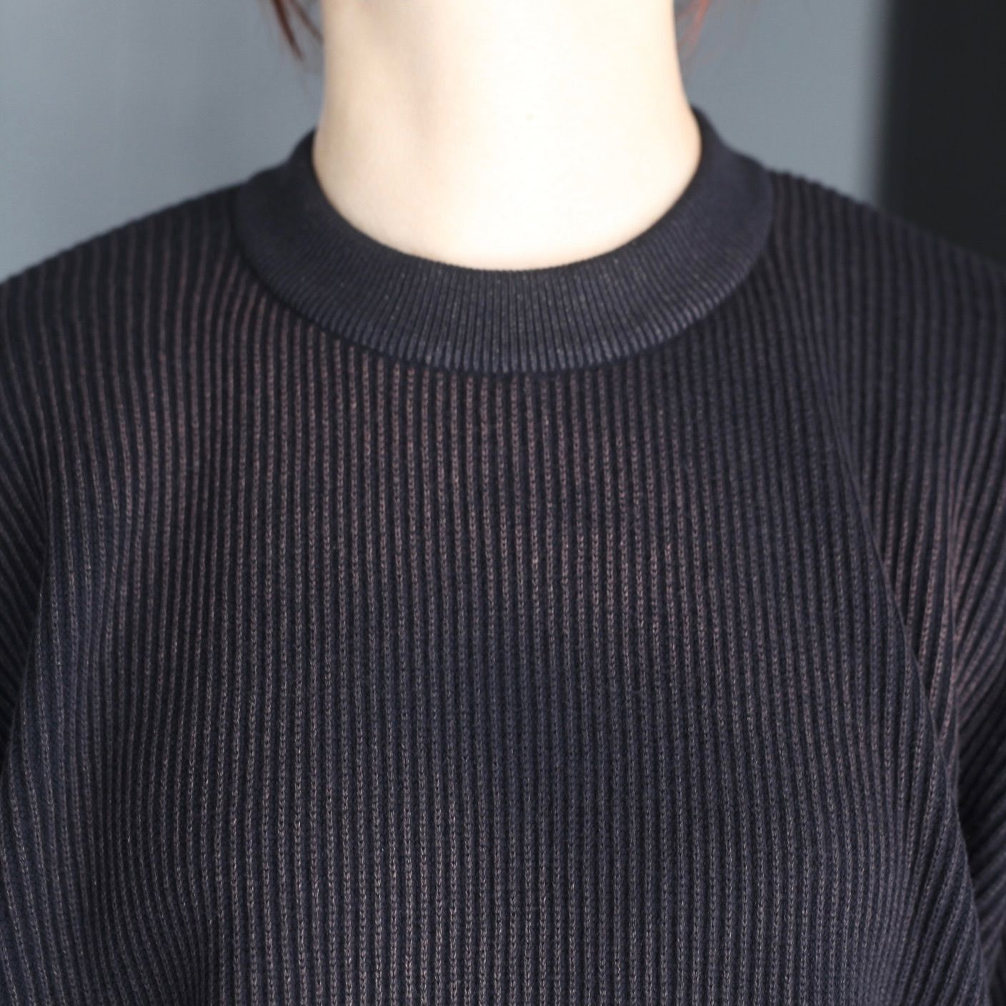 【残りわずか】Discoloration Rib Knit L/S