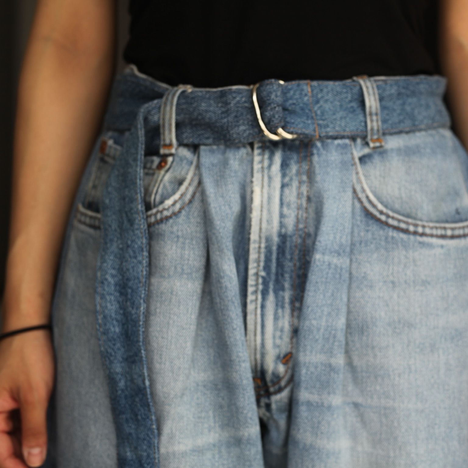 【残り一点】Reconstructed Belted Baggy Denim_2(M)