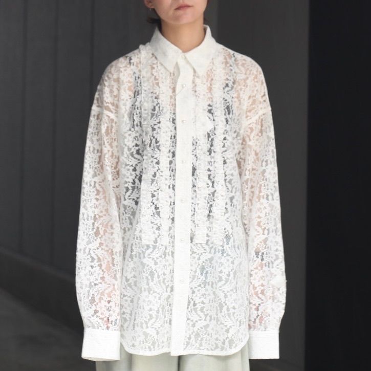 【残り一点】Flower Lace Frill Shirt
