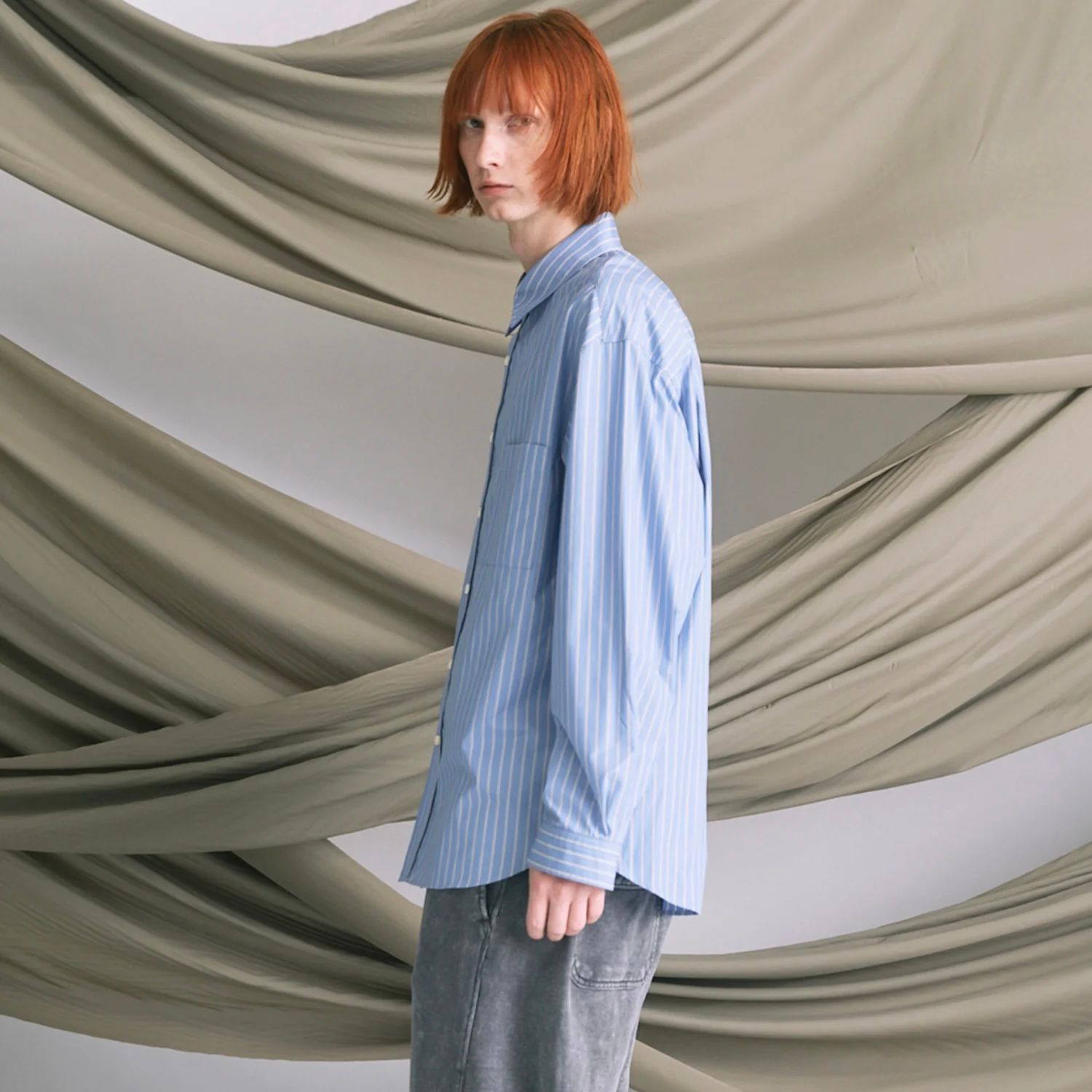 【残り一点】120 / 2 Suvin Cotton Typewriter Prime-Over Shirt