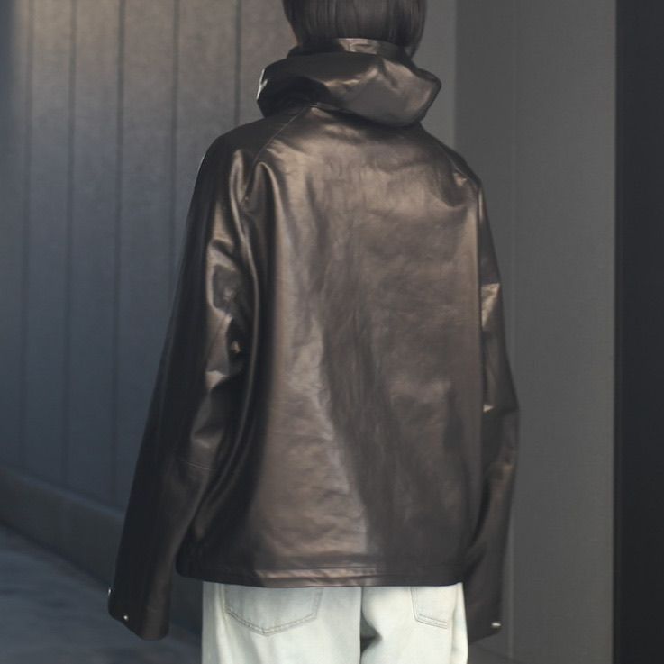 【残り一点】Leather Hooded Short Jacket