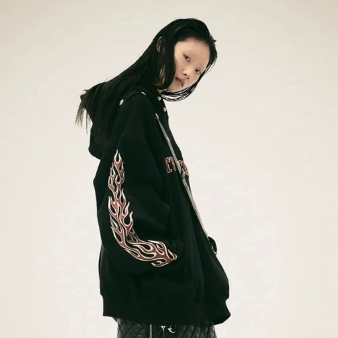 【残り一点】Leather Flame Hoodie