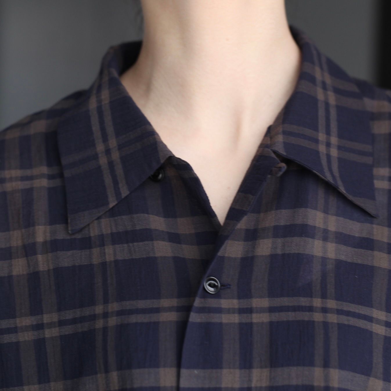 【残り一点】シアーコットンオープンカラーL/Sシャツ