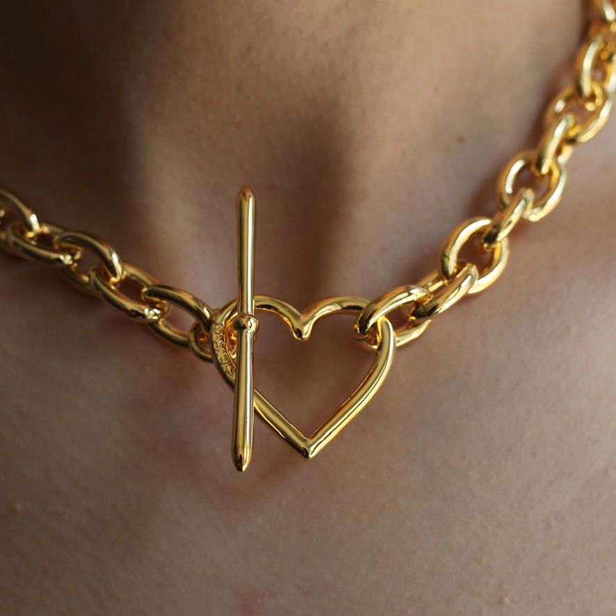 【残りわずか】Heart Necklace_Medium Link(GOLD)