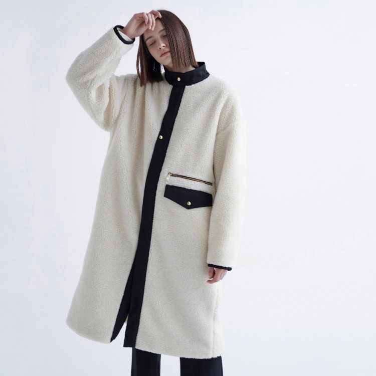 CULLNI - 【残り一点】Wool Mix Boa Stand Collar Long Coat | ACRMTSM