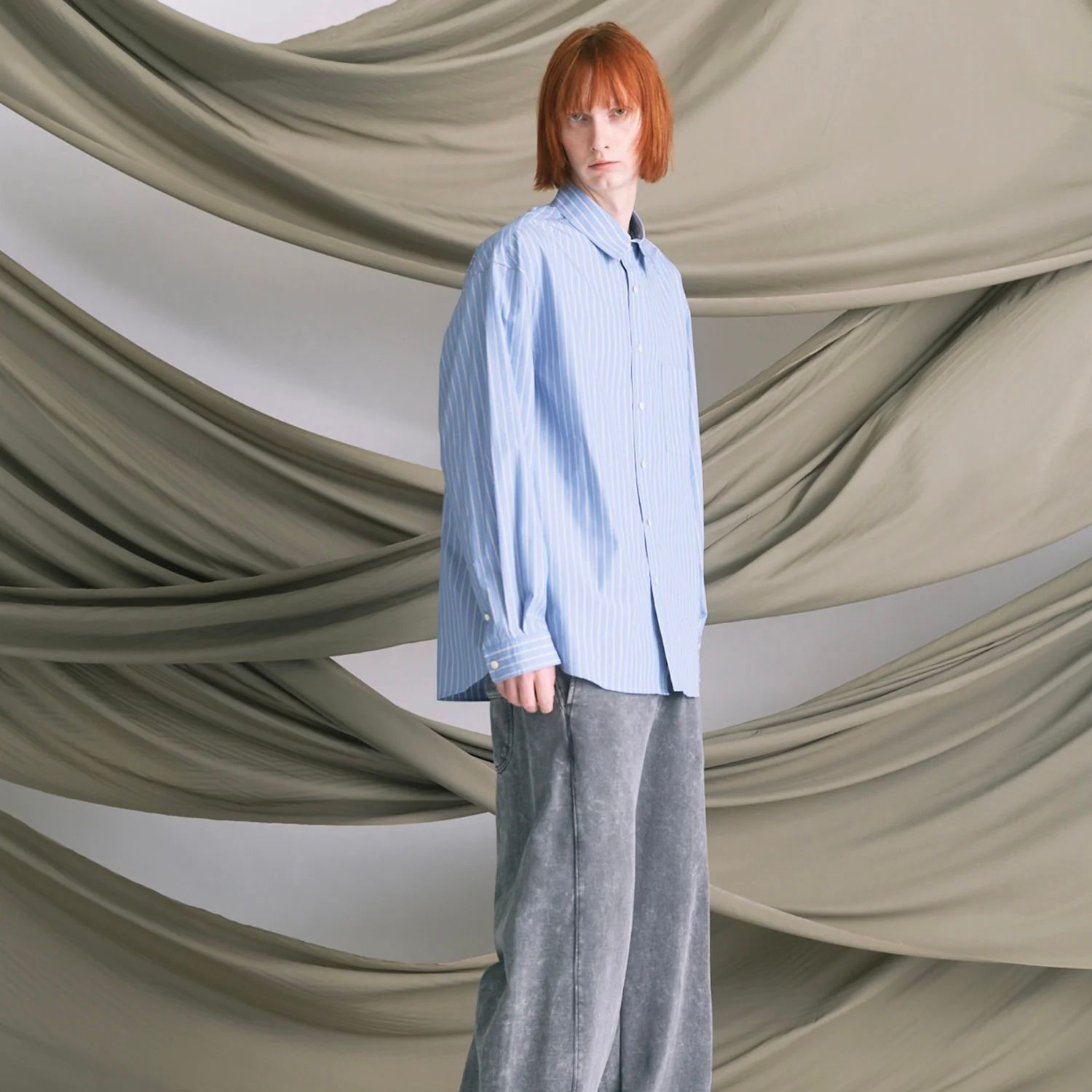 【残り一点】120 / 2 Suvin Cotton Typewriter Prime-Over Shirt
