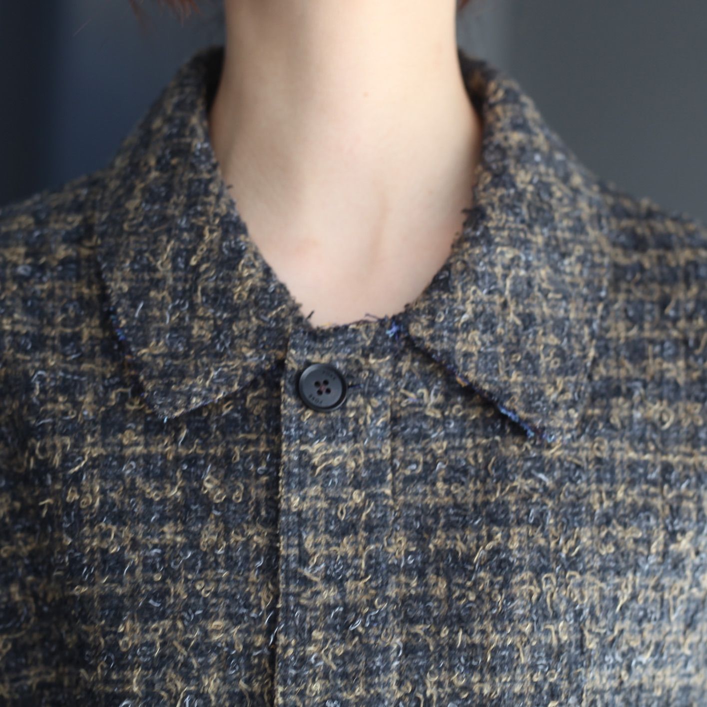 【残り一点】Needlepunched Cotton Plaid Drizzler Jacket