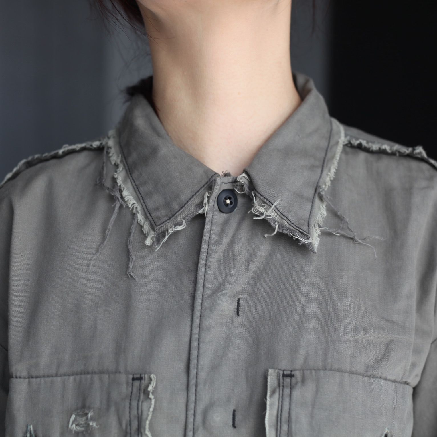 【残り一点】PW Slash Seam HBT Work Shirt With Damaged (FROM COAL MINE)