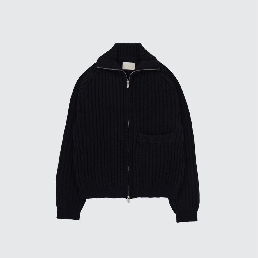 【残り一点】Wide Rib Highneck Zip Cardigan