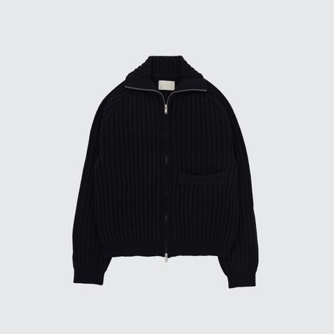 【残り一点】Wide Rib Highneck Zip Cardigan