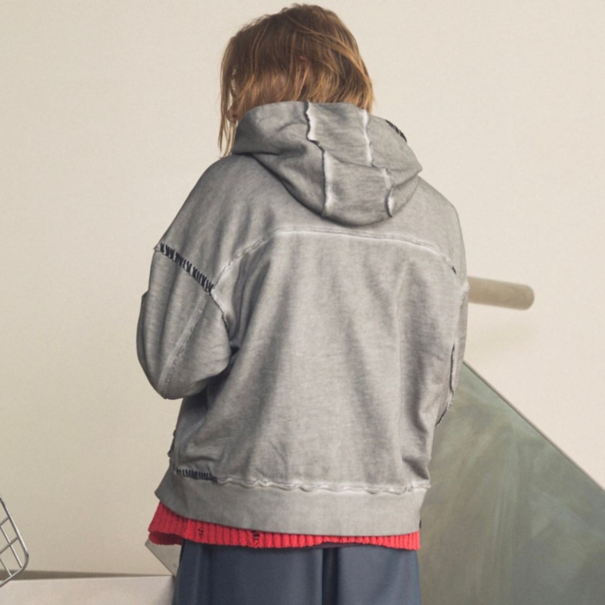 【残り一点】Over-Dye Embroidery Prime-Over Sweat Zip Hoodie