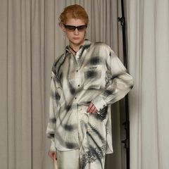 【残り一点】Ombre Check Lace Print Shirt