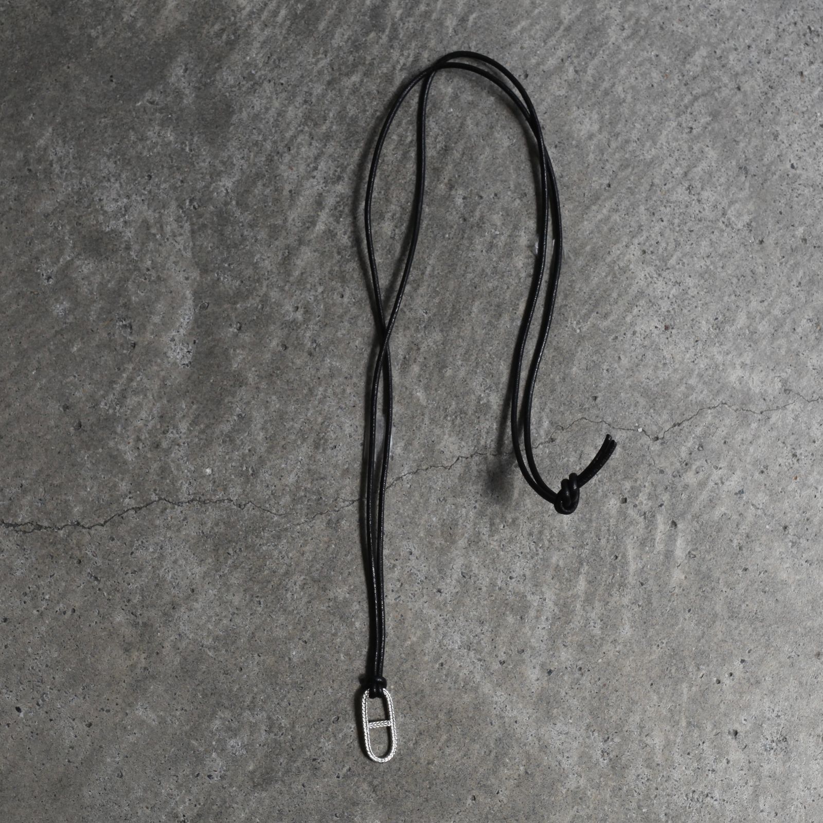 【残り一点】Rope Anchor Leather Necklace(BLACK LEATHER×SILVER)