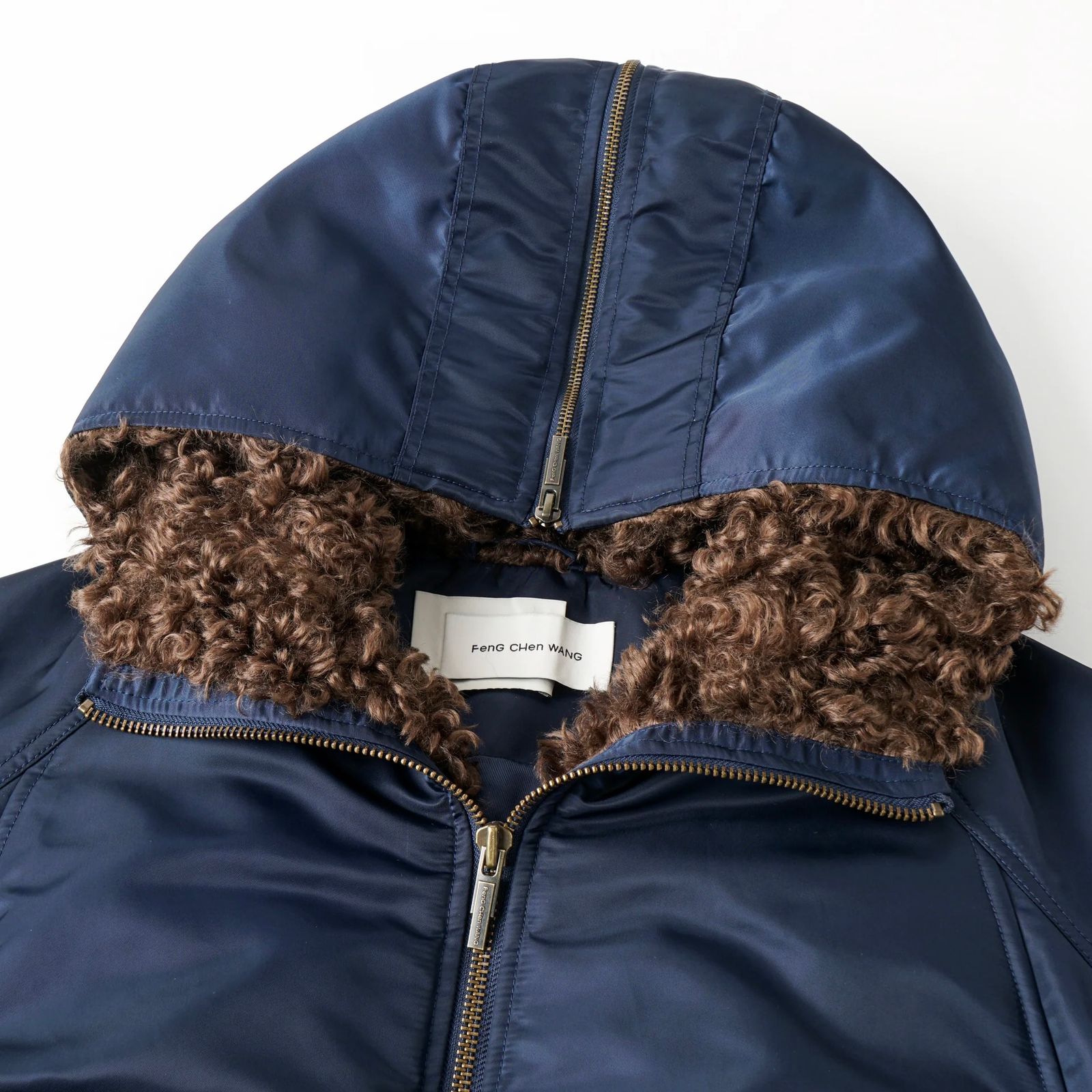 【残り一点】Navy Nylon Jacket with Faux Fur Collar