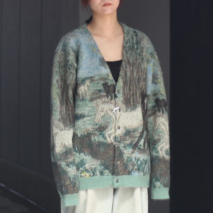 【残りわずか】Horse Jaqucard Mohair Cardigan