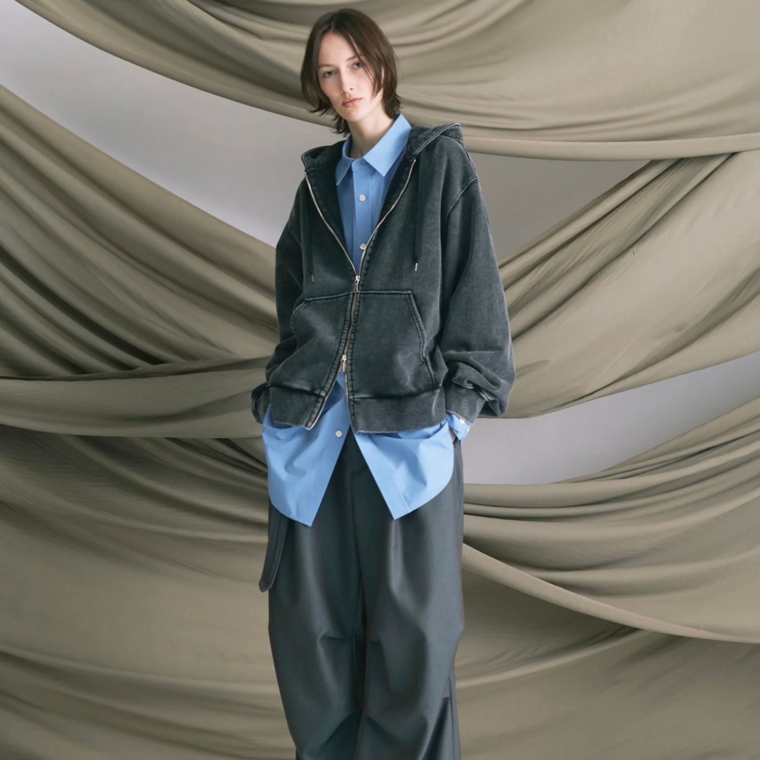 【残り一点】120 / 2 Suvin Cotton Typewriter Prime-Over Shirt Coat