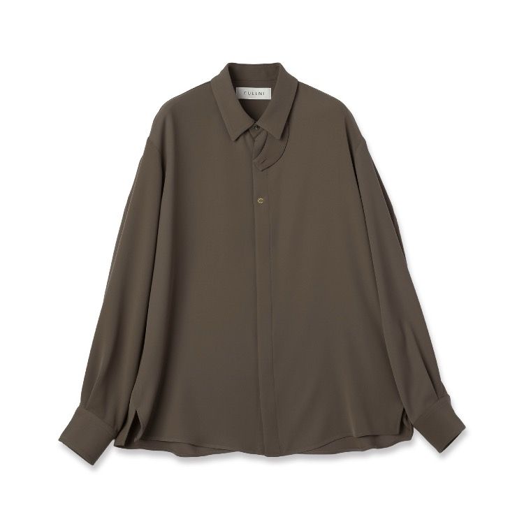 【残り一点】Double Cloth Twill Front Fly Chin Tab Shirt