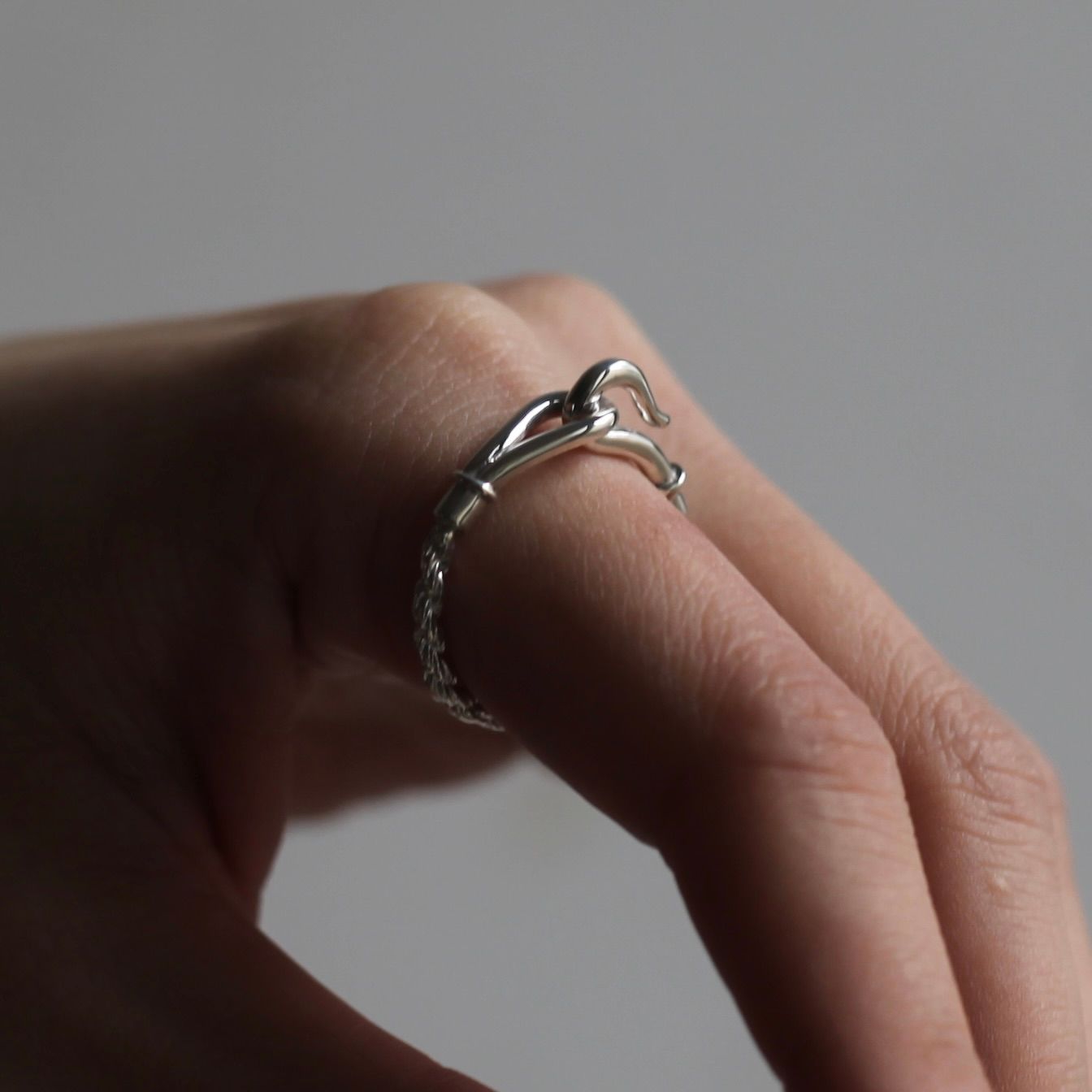 【残り一点】Rope Chain Hook Ring(SILVER)