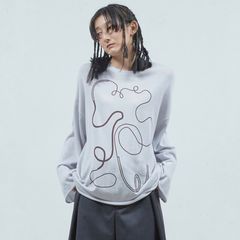 【残り一点】ステッチプリントロングSLニットPO