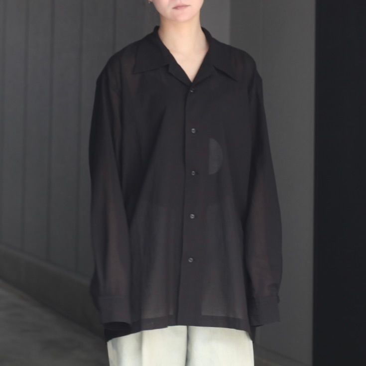 【残り一点】シアーコットンオープンカラーL/Sシャツ