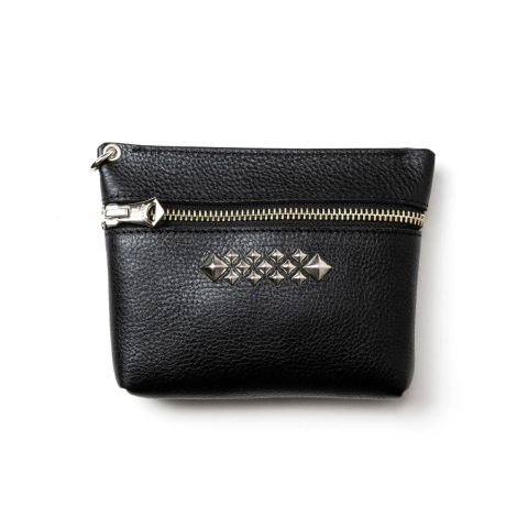 【再販売通知受付可能】Studs Leather Zip Pouch
