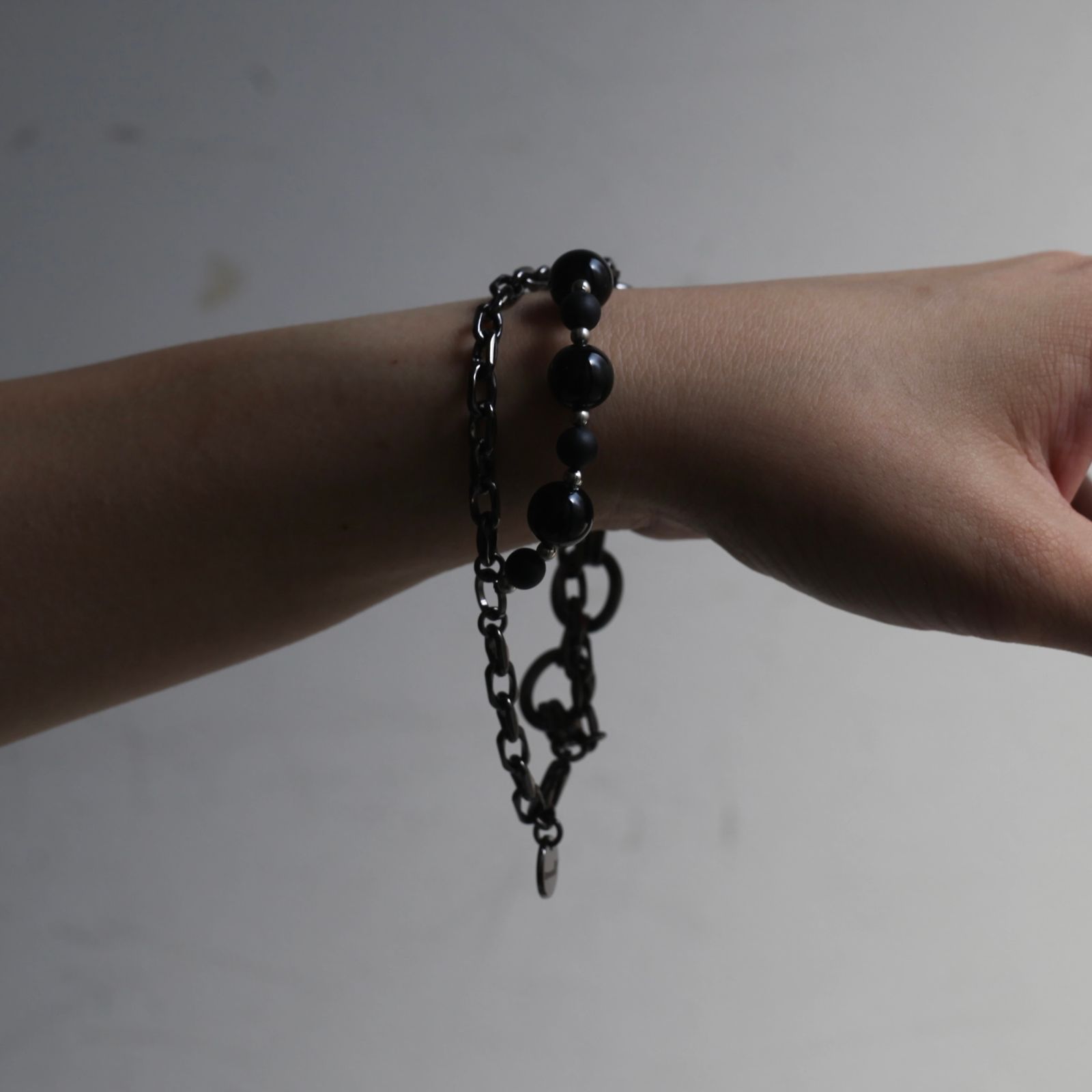 【残り一点】Beads Chain Breacelet_A(BLACK)