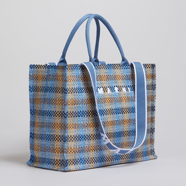 MARNI - 【残り一点】Raffia Weaving Check Large Basket Bag 