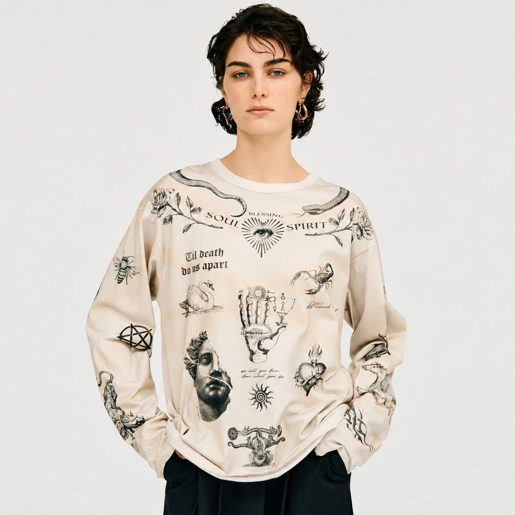 【残り一点】Tatoo Printed Long Sleeve Tee