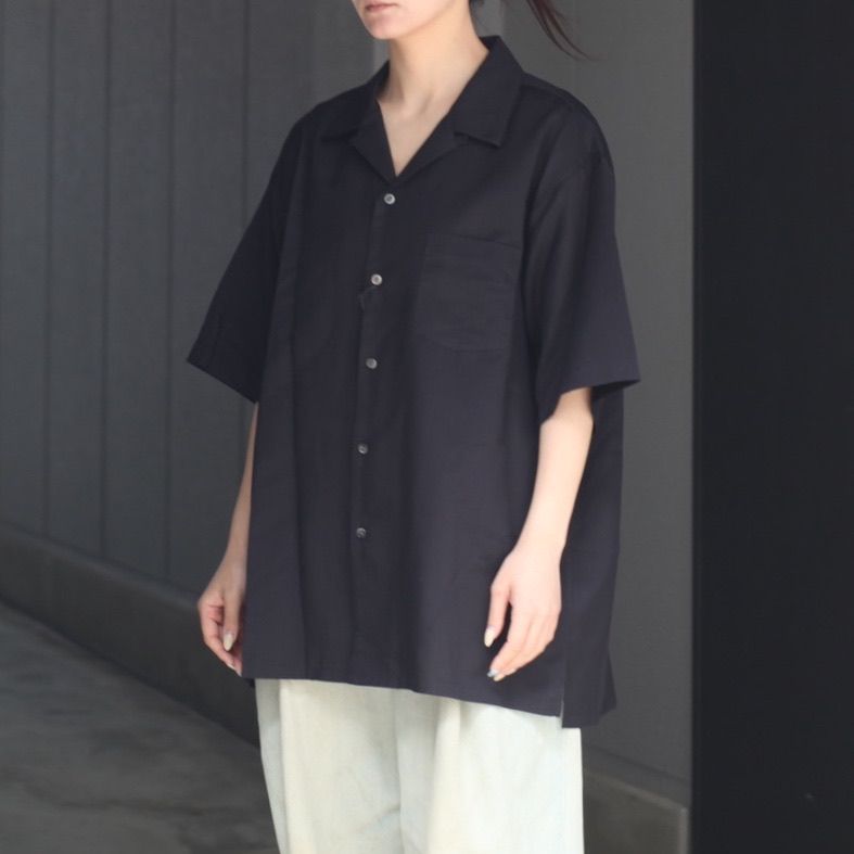 【残りわずか】Silk Cupro Twill Open Collar S/S Shirt