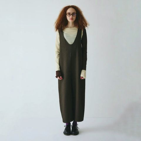 極美品 ドゥロワー ウールシャンブレーサロペット オーバーオール  