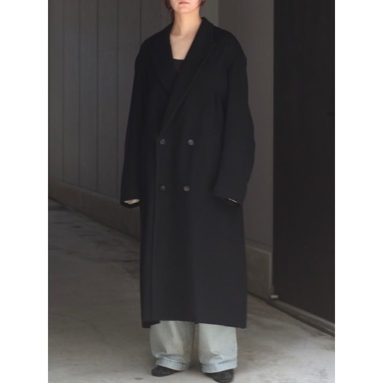 【残り一点】Draped Dart Wool Cashmere Chesterfield Coat