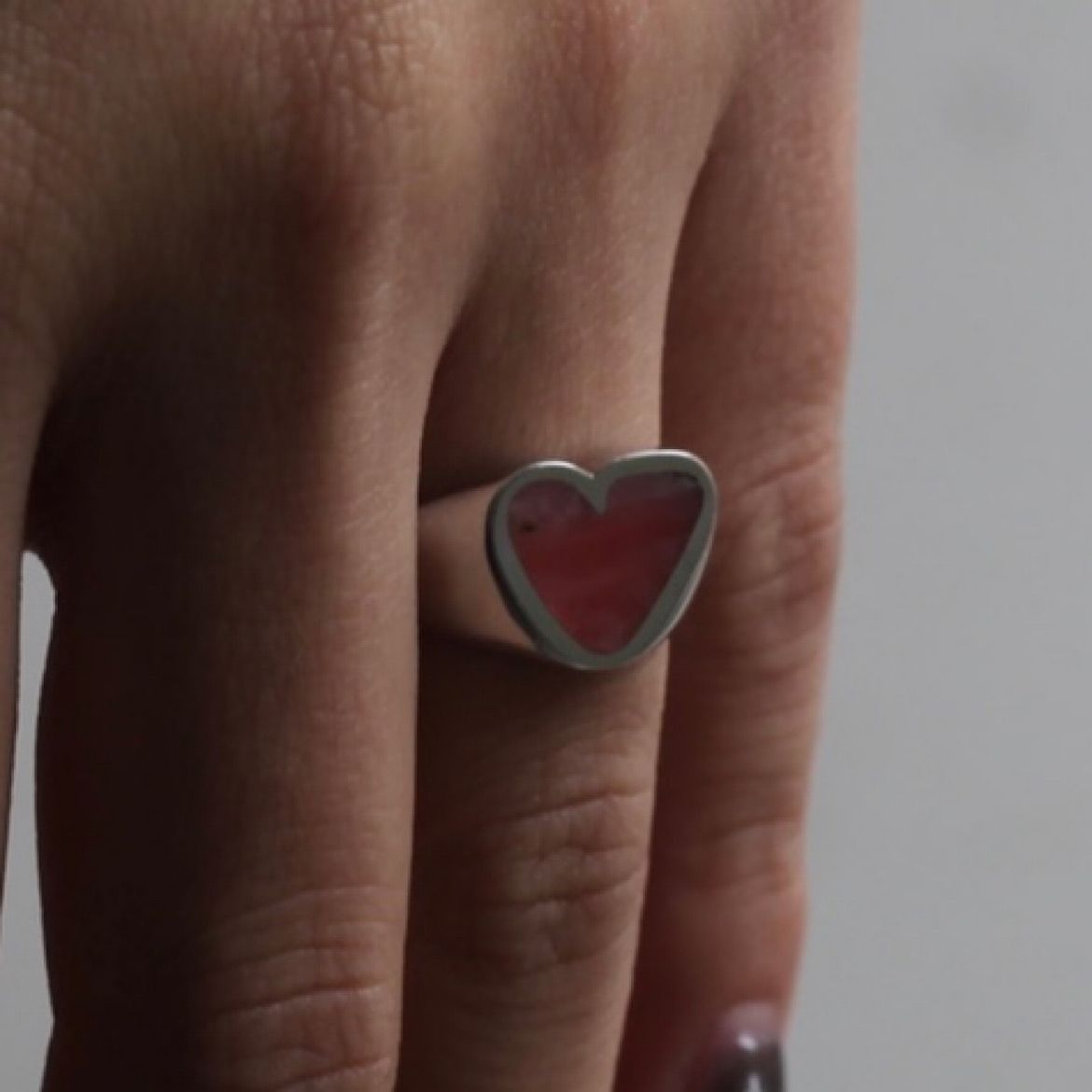 【お取り寄せ注文可能】Rough Heart Pink Opal Stone Ring(PINK×SILVER)